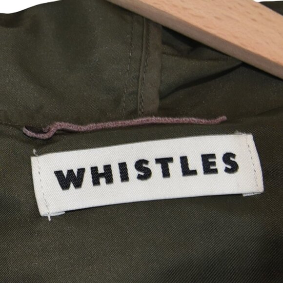 Whistles Olive Green Parka Coat M Hooded Utility Zip Pockets Minimalist Gorpcore - Picture 11 of 11